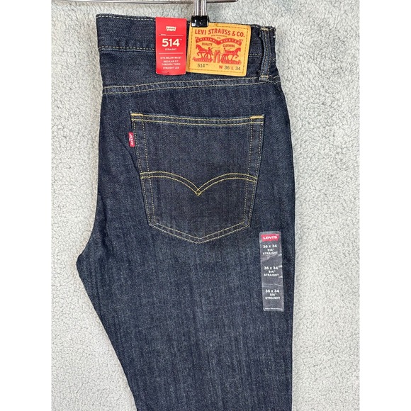 Levi's 514 Jeans Men's 36 X 34 Black Denim Regular Fit Straight Leg Corduroy New